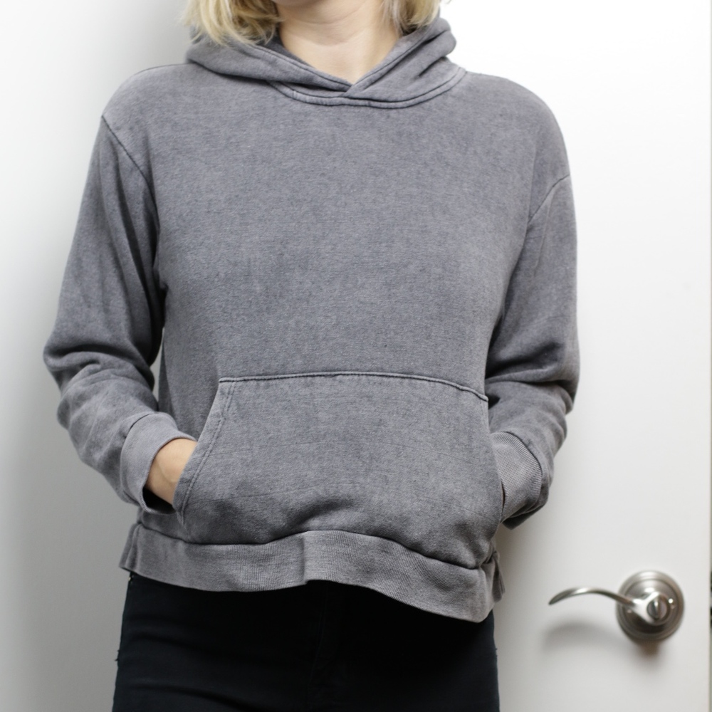 Gray Brandy Melville Cropped Hoodie